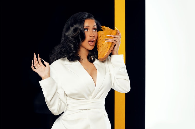 Reebok Cardi B Classic Leather Gold Sneakers Nails Suit Jacket