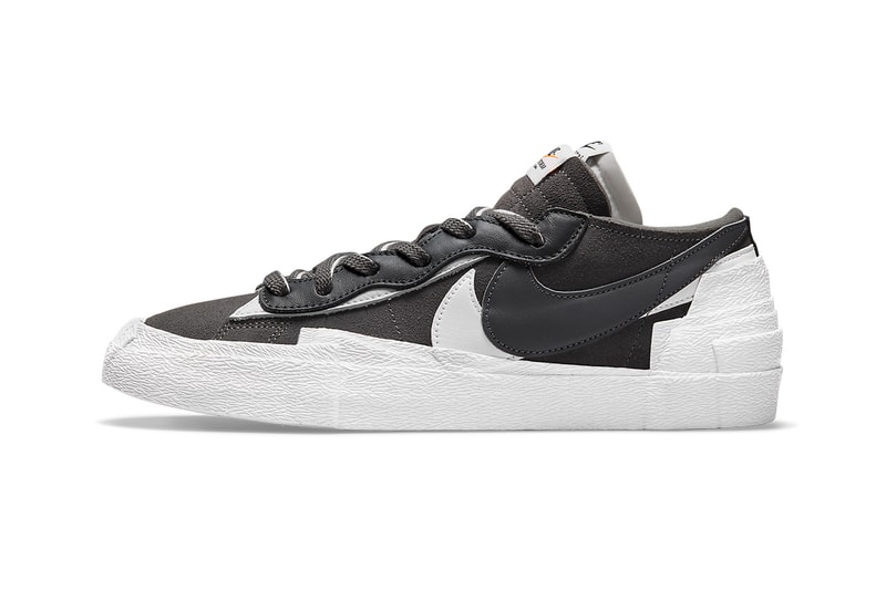 sacai nike blazer low iron grey collaboration sneakers lateral