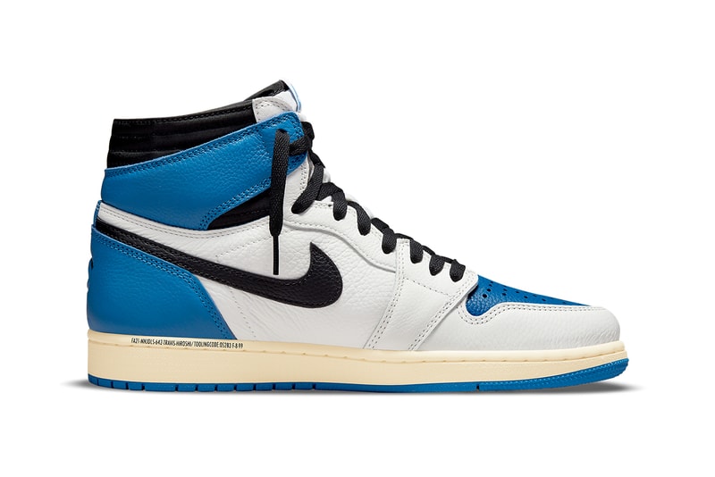 travis scott fragment nike air jordan 1 aj1 high military blue official look details swoosh