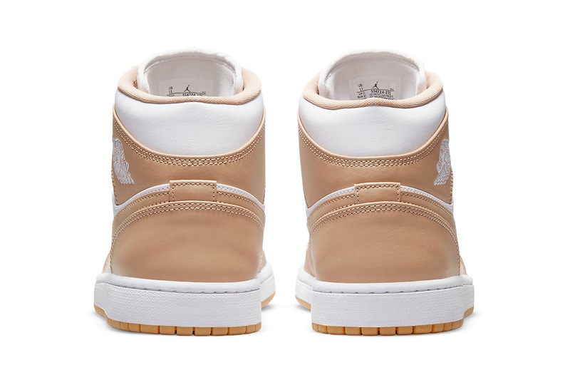 Nike AJ1 Air Jordan 1 Mid Hemp Tan Brown White Sneakers Footwear Shoes Kicks Sneakerhead Heel