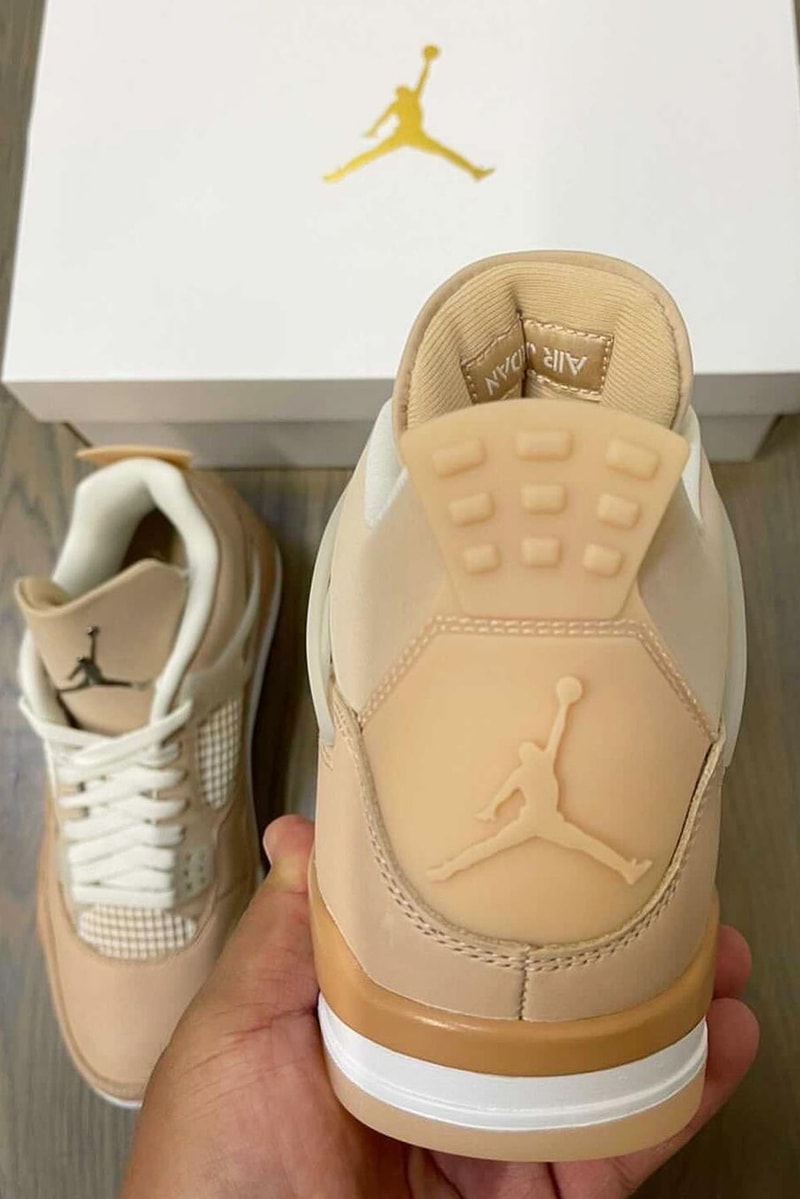 Nike Air Jordan 4 AJ4 Shimmer Women's Sneakers Heel Jumpman Logo