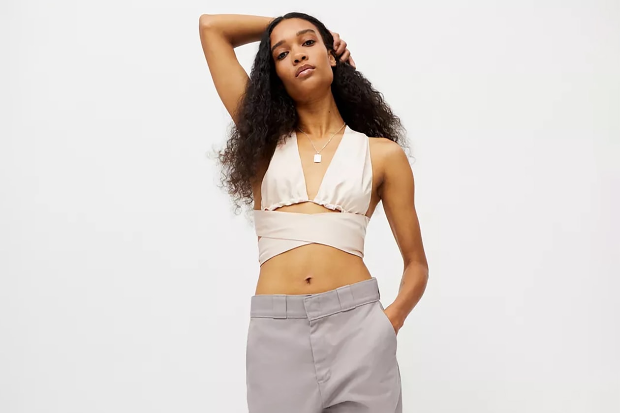 With Jean Wrap Halter Neck Scarf Crop Top Summer 2021