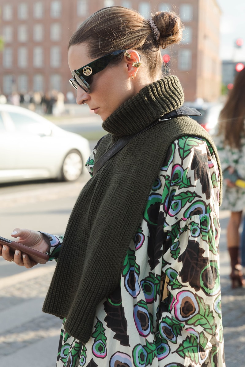 Street Style Copenhagen Fashion Week SS22 Spring Summer 2022 Influencers Green Bib Knit Dress