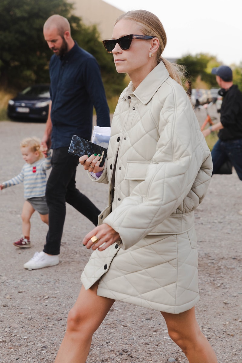 Street Style Copenhagen Fashion Week SS22 Spring Summer 2022 Influencer Quilted Jacket Dress