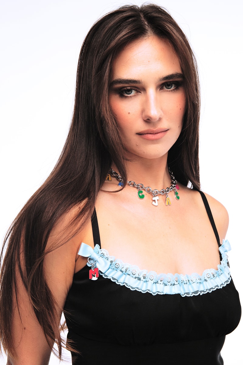 Devon Lee Carlson Marc Jacobs Pre Fall 2021 Collaboration PF21 Collection Conor Cunningham Campaign Black Blue Lace Dress Necklace