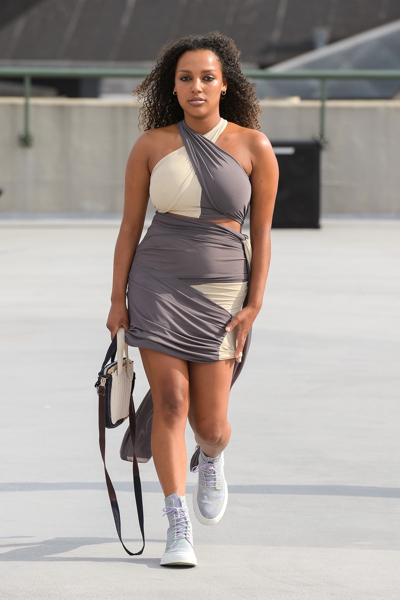 (di)vision Spring Summer 2022 runway show collection division Copenhagen Danish Brand Fashion Design Simon Nanna Wick upcycling wrap top dress bag