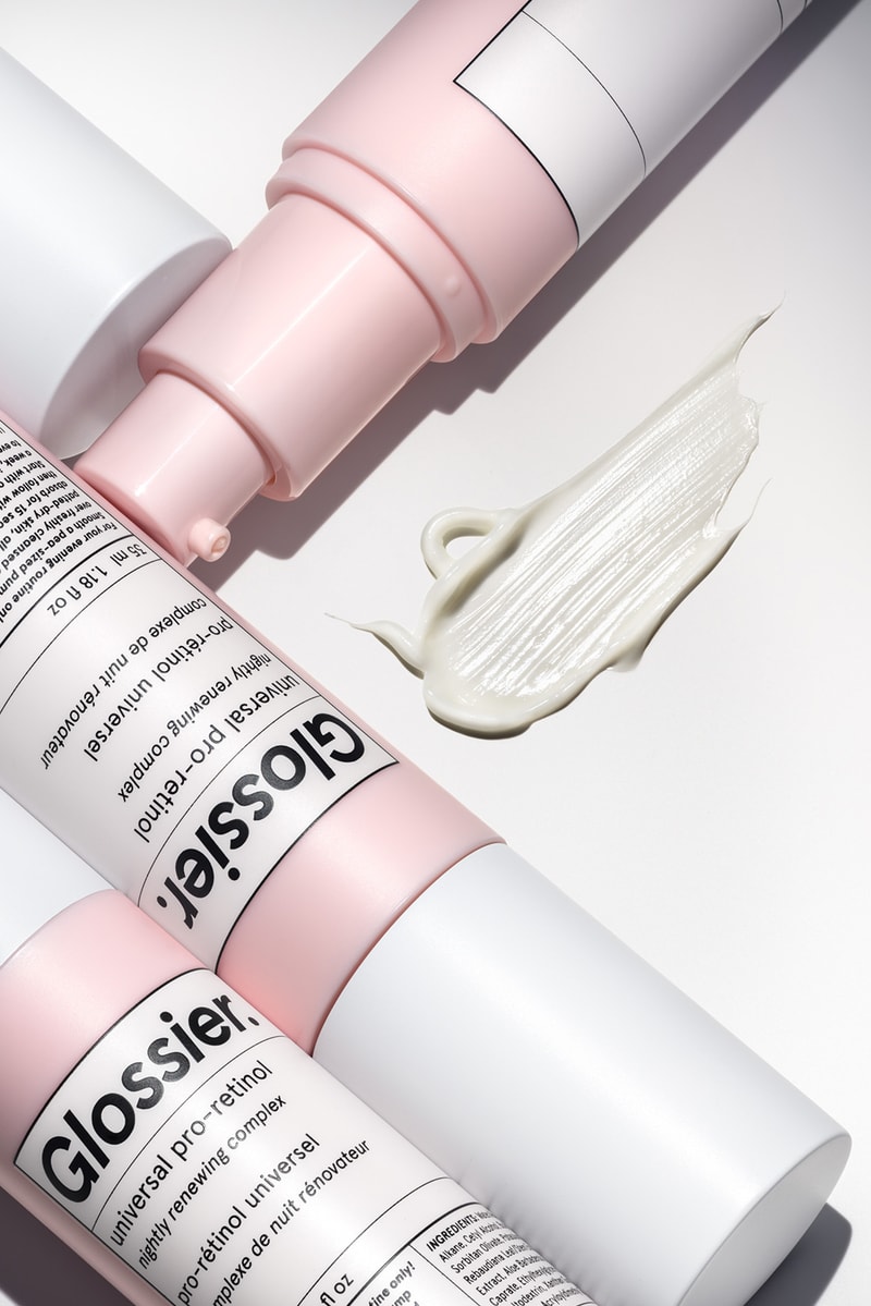 glossier pro retinol universal nightly renewing complex skincare beauty packaging bottle pink white