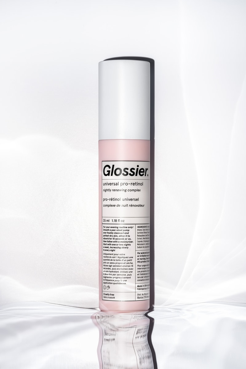 glossier pro retinol universal nightly renewing complex skincare beauty packaging bottle pink white