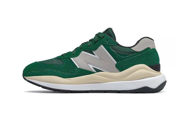 New Balance 57/40 in "Green/Rain Cloud" side view