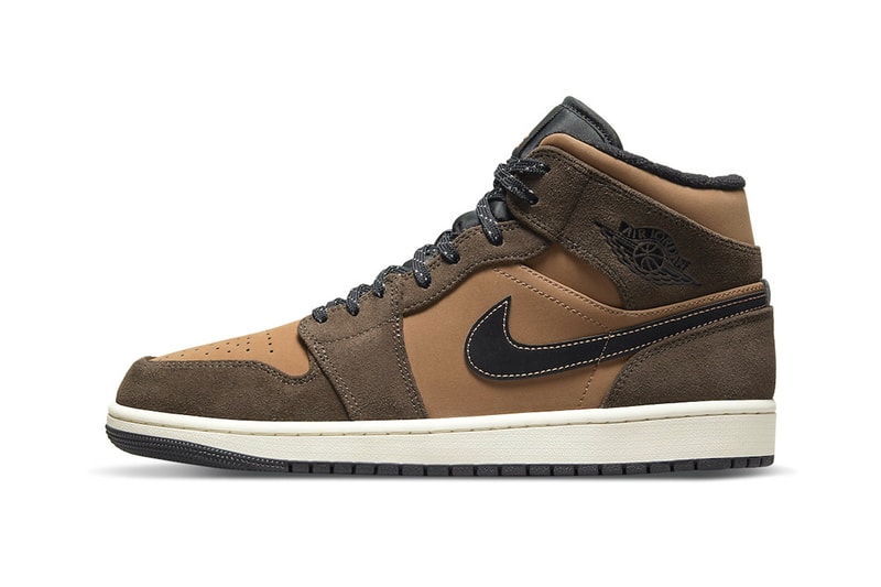 Nike Air Jordan 1 AJ1 Mid Brown Earth Upper Swoosh