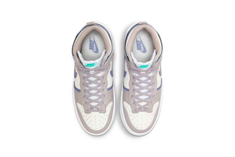 Nike Womens Dunk High Up Iron Purple Shoes Sneakers Footwear Kicks Aerial Top View Insole