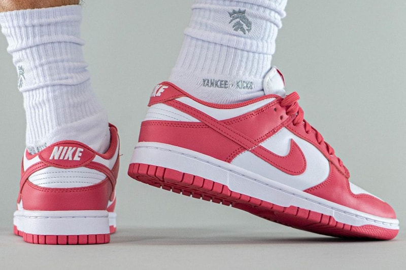 Nike Dunk Low Archeo Pink White Sneakers Footwear Shoes Kicks Sneakerhead Heel On Foot