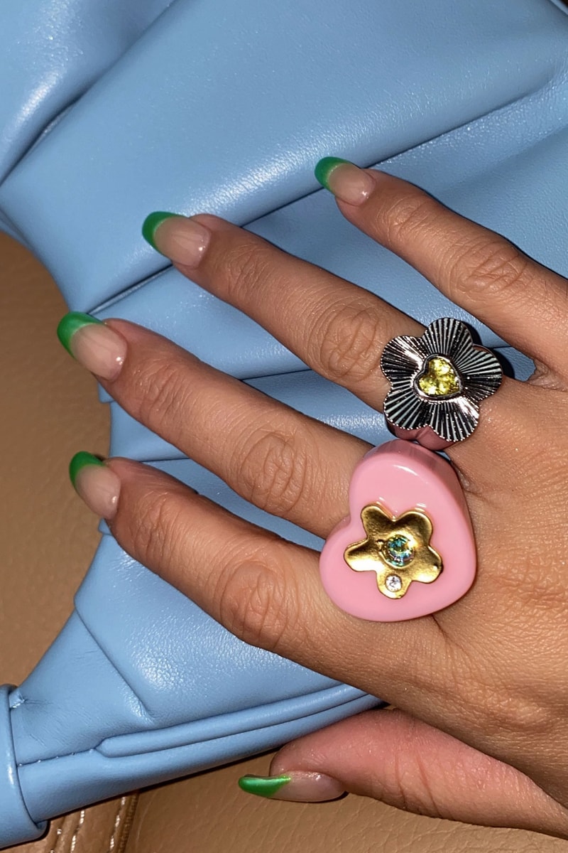 NOTTE Jewelry Brand Rings Heart Flower Shape Nails French Green