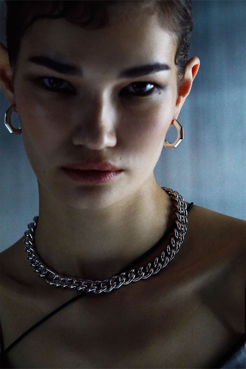 Numbering jewelry necklace chain earrings hoops silver