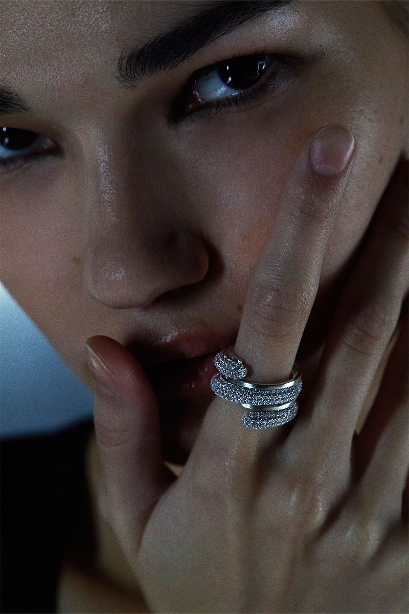 Numbering jewelry encrusted ring silver