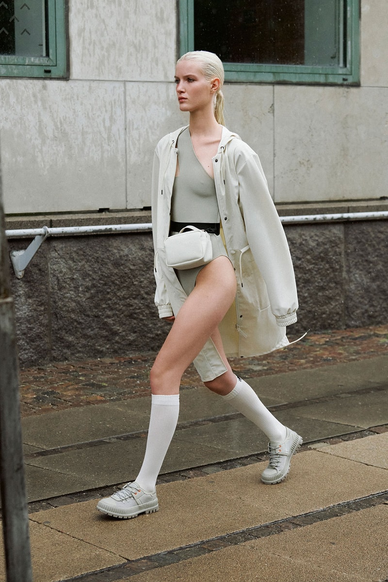 RAINS Spring Summer 2022 SS22 Collection Runway Bodysuit Coat Socks