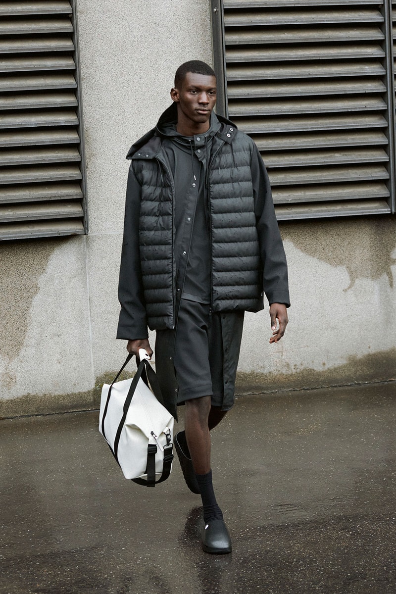 RAINS Spring Summer 2022 SS22 Collection Runway Padded Jacket Shorts Bag