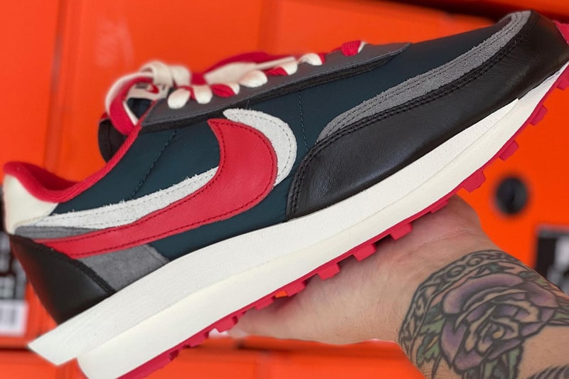 sacai UNDERCOVER Nike LDWaffle Collaboration Sneakers Footwear Shoes Midnight Spruce Red Black White