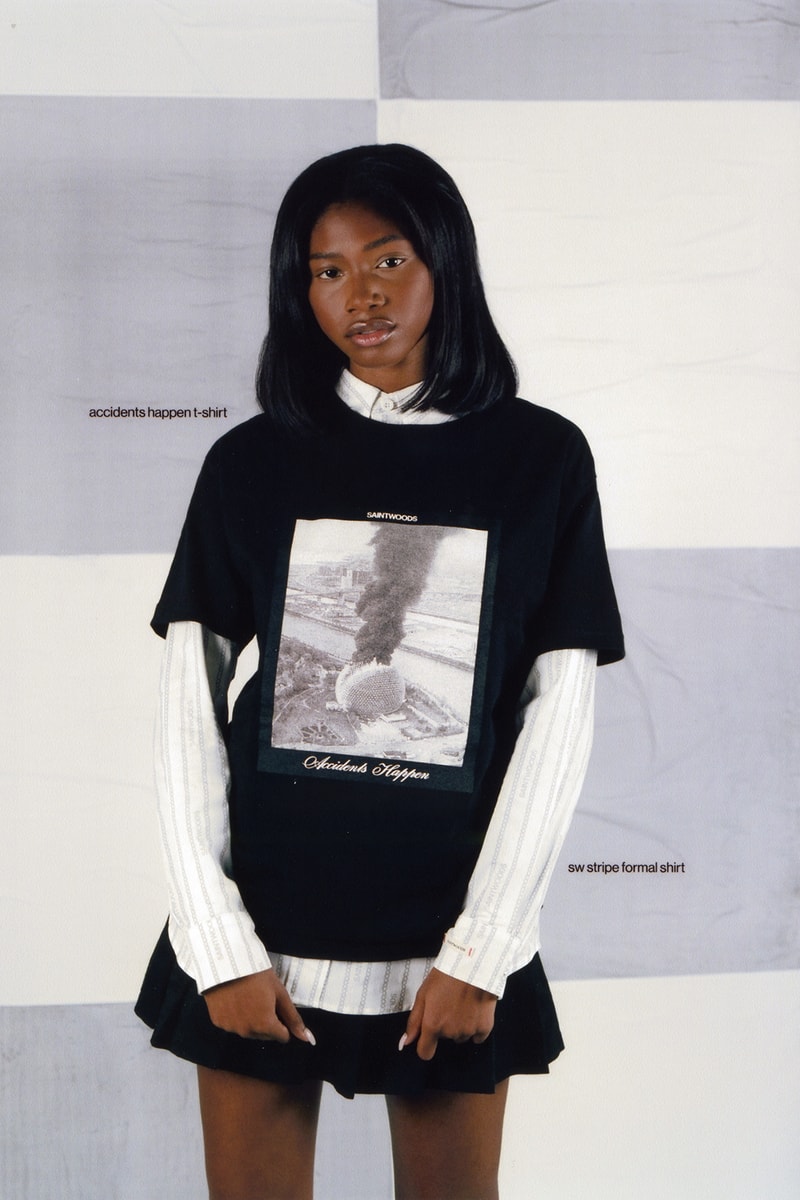Saintwoods SW.013 SW013 Collection Lookbook Pop-Up Shop Montreal Canada Streetwear Brand Biosphere Fire T-Shirt Accidents Happen