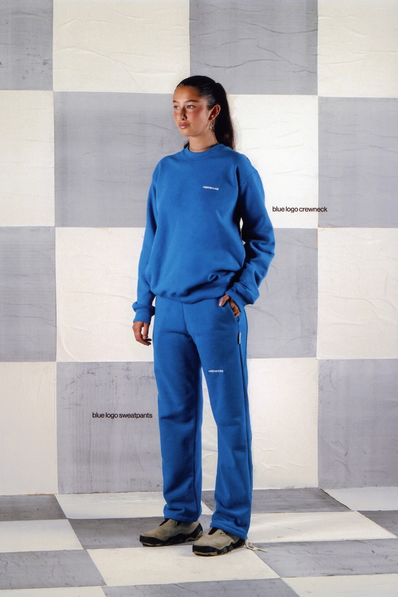 Saintwoods SW.013 SW013 Collection Lookbook Pop-Up Shop Montreal Canada Streetwear Brand SW Basics Blue Sweater Sweatsuit Sweat Pants