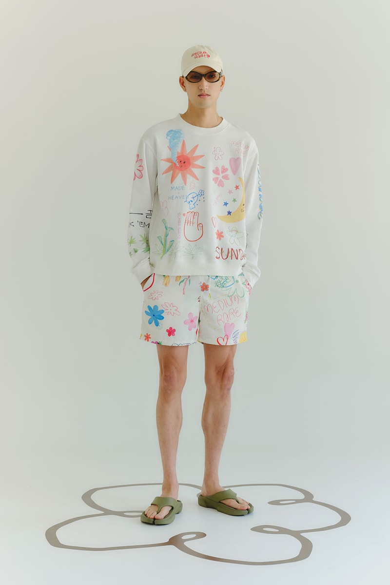 sundae school pre fall 2021 summer we drew collection shirt shorts graphic illustrations flip flops