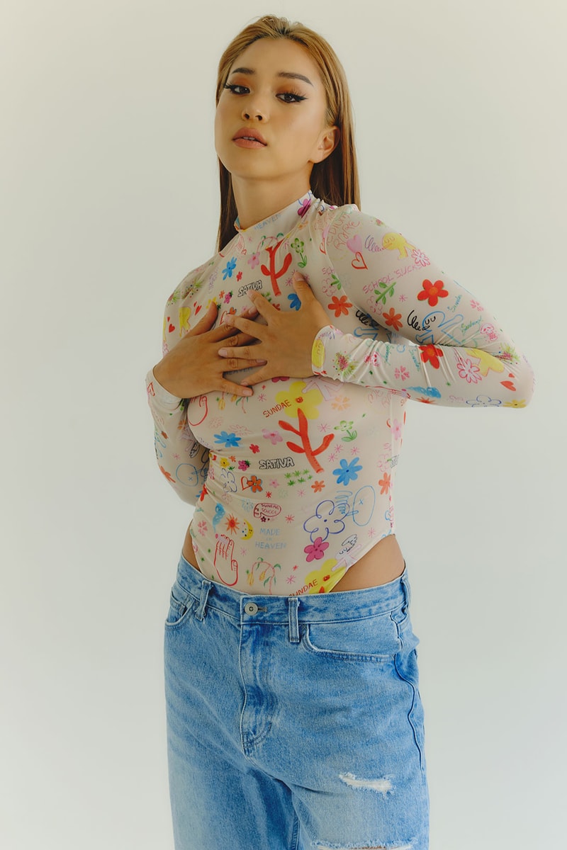 sundae school pre fall 2021 summer we drew collection bodysuit illustrations graphic jeans