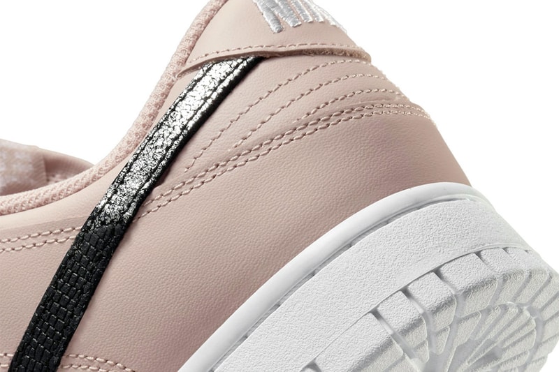 Nike Dunk Low "Animal Print" dusty pink heel close up view