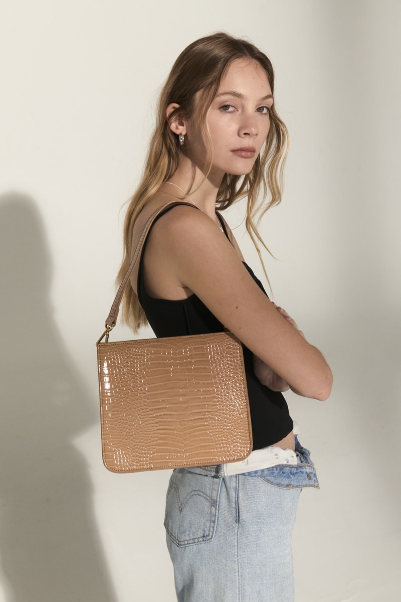 Brie Leon brown vegan leather handbag