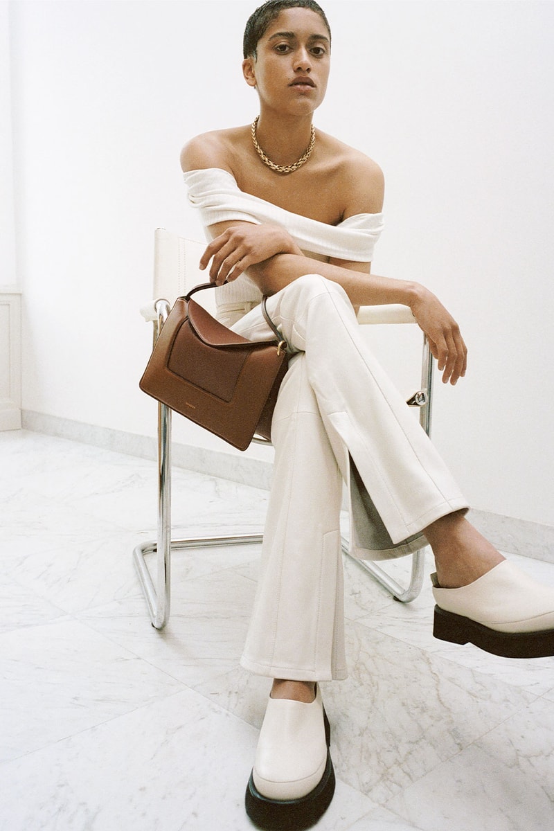 Wandler denim leather trousers collection Aster white