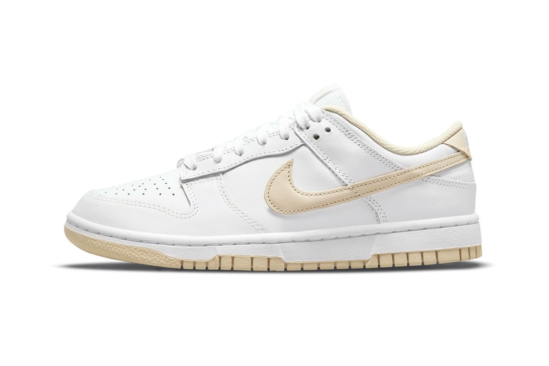 Nike Womens Sneakers Dunk Low Pearl White Beige Footwear Shoes Kicks Lateral