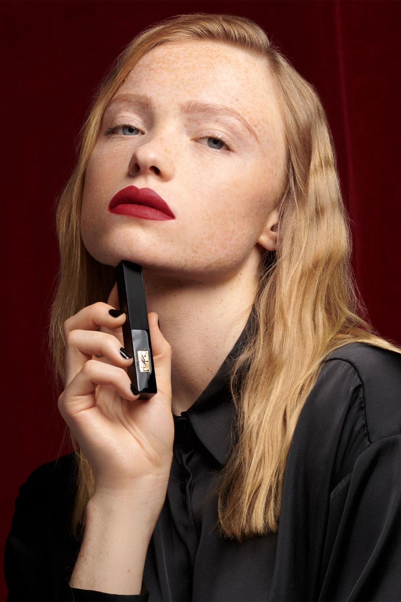 YSL Beauty “The Slim Velvet Radical” model deep red shade