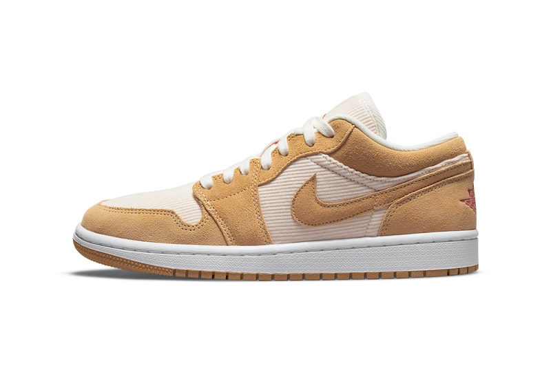 nike air jordan 1 aj1 sneakers corduroy mustard yellow footwear kicks shoes sneakerhead lateral