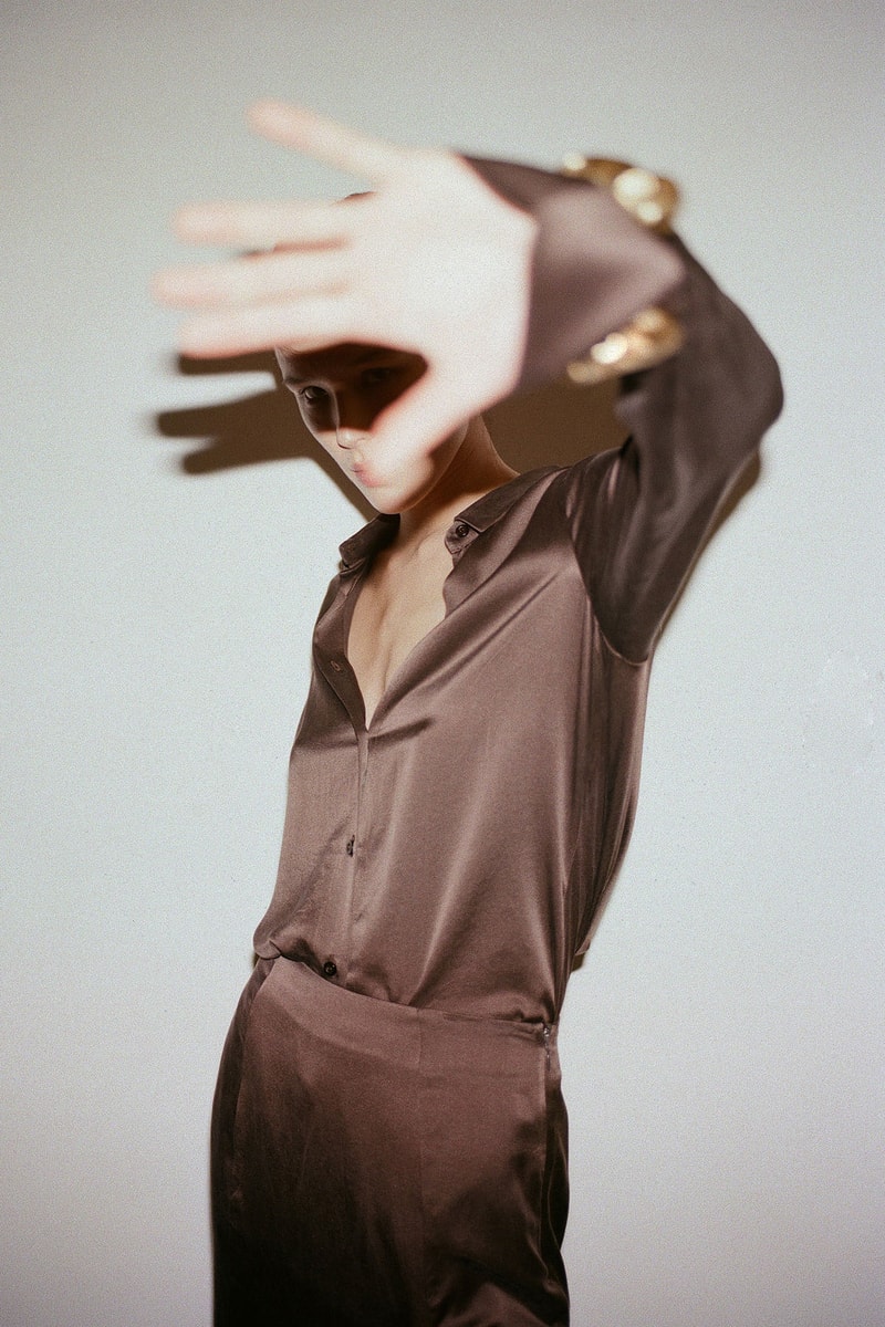 BITE Studios' Autumn/Winter 2021 Collection brown silk shirt