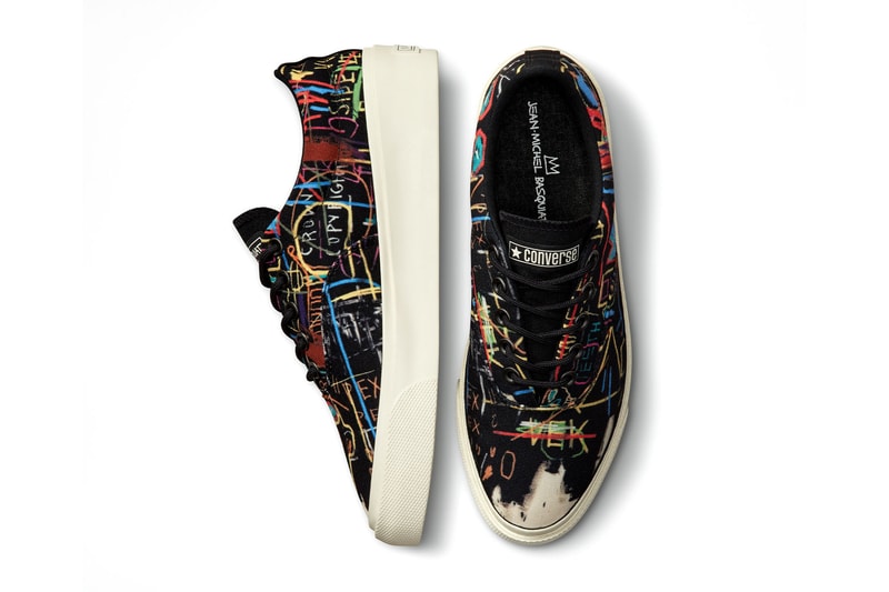 converse x basquiat skidgrip top view graffiti