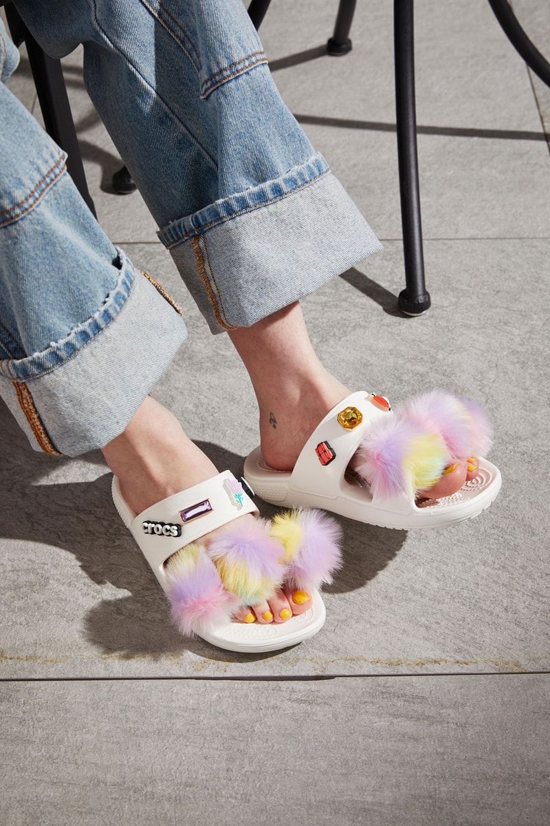 clogs croc fuzzy slides