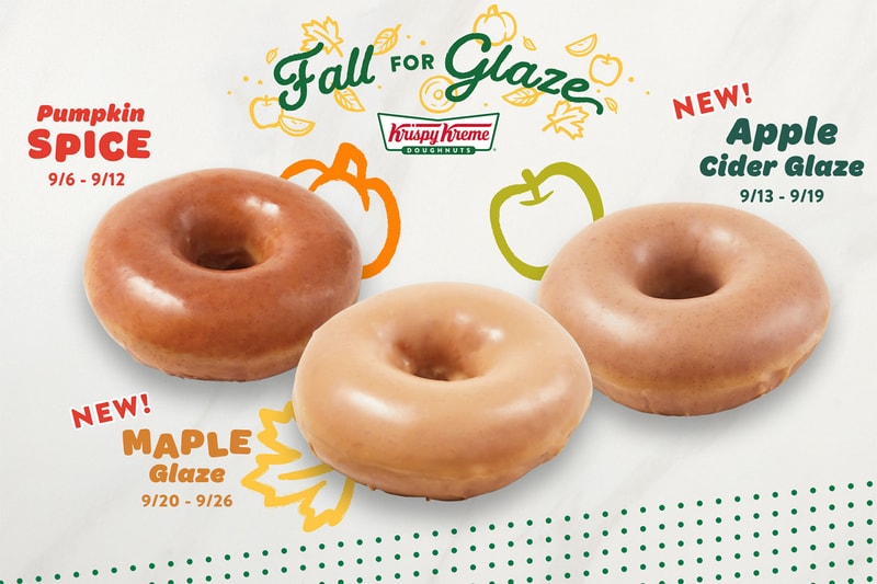 krispy kreme donuts fall for glaze apple cider pumpkin spice maple syrup