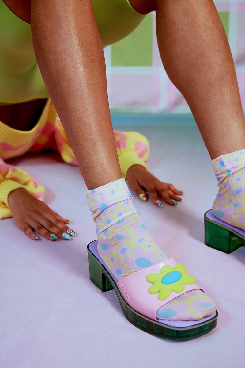 Melissa Lazy Oaf Mules Sandals Collaboration Flower Socks Nails