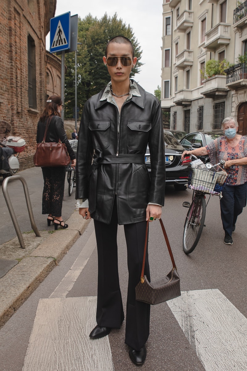 Xu Meen SuMin Kim Korean Male Model Off Duty Milan Fashion Week Street Style Spring Summer 2022 SS22 Influencer Outfit