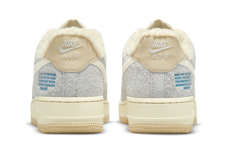 Nike Air Force 1 Low Sherpa Fleece Tan Cream Gray Footwear Kicks Shoes Sneakers AF1 Heel