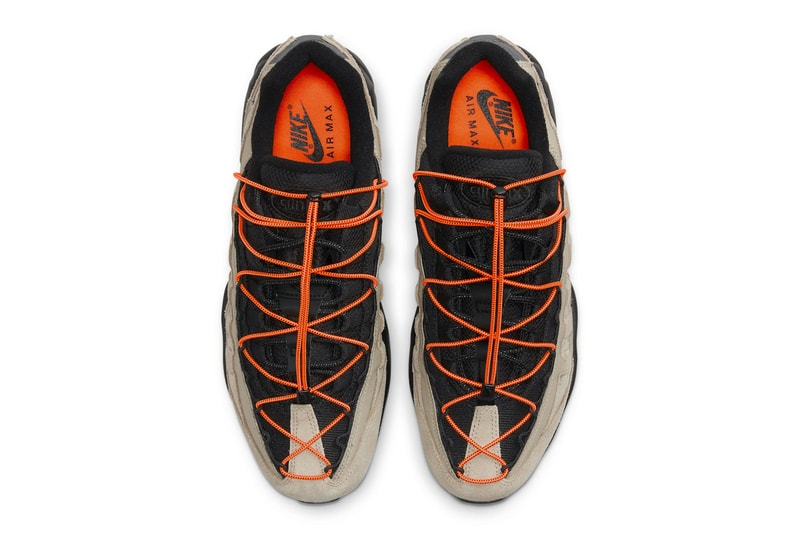 Nike Air Max 95 AM95 Khaki Black Orange Toggle Speed Lacing Tongue Upper Footbed Insoles