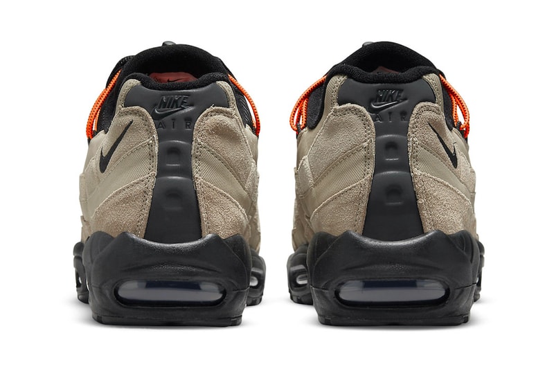 Nike Air Max 95 AM95 Khaki Black Orange Toggle Speed Lacing Heel