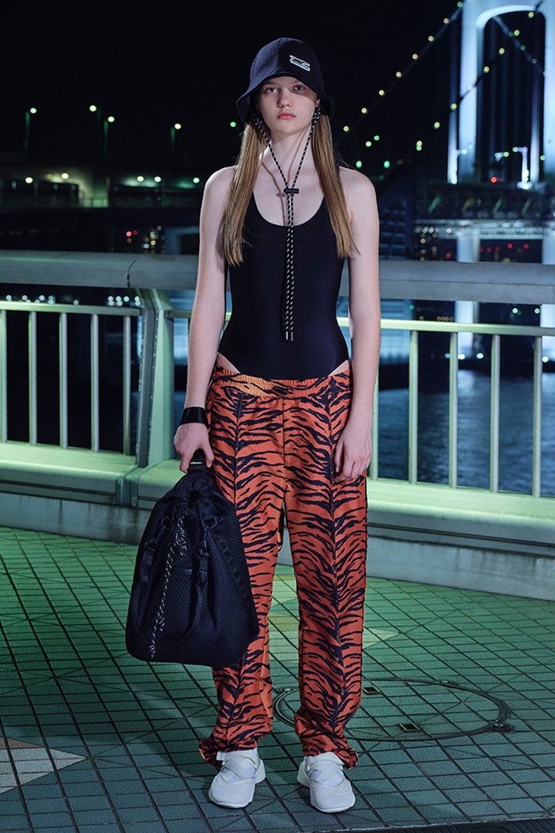 onitsuka tiger ss22 collection milan tokyo orange tiger print pants bodysuit bucket hat