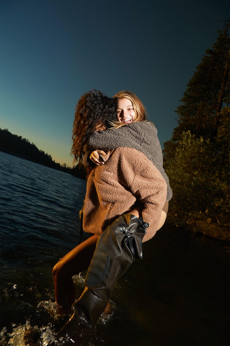 SKIMS Teddy Outdoor Basics Collection Shearling Fleece Jackets Joggers Campaign Kim Kardashian 