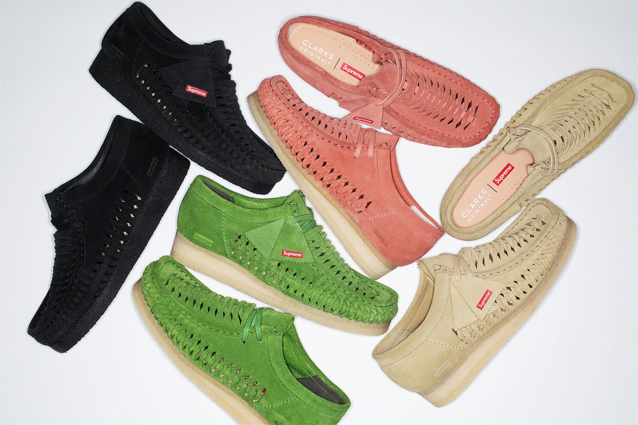 Supreme Clarks Originals Wallabee Collaboration Suede Pink Green Beige Black Release Date Info