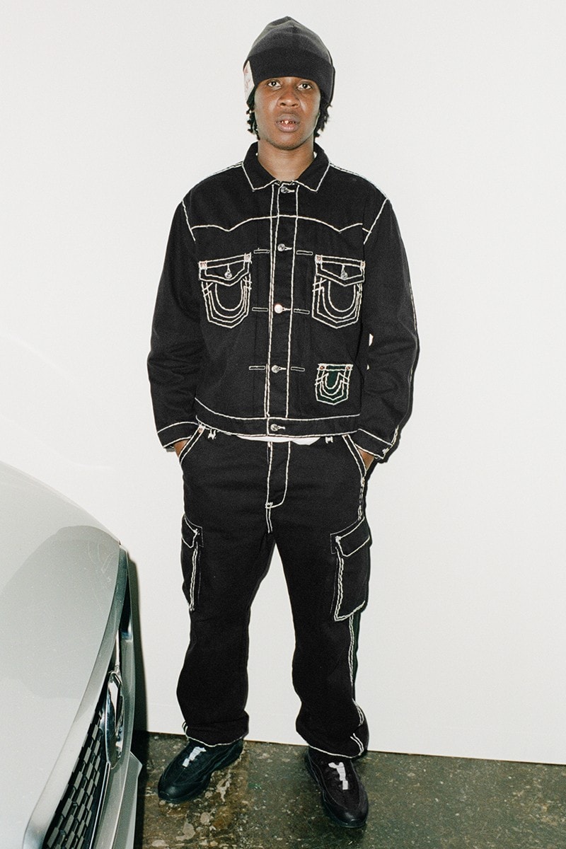 True Religion Supreme Fall 2021 Collaboration Collection denim jacket beanie jeans