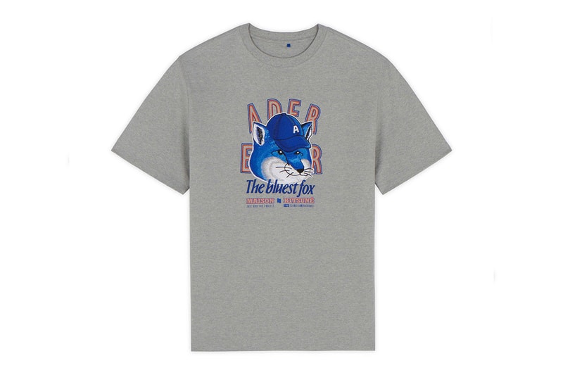 ADERERROR Maison Kitsune The Bluest Fox Collaboration Gray Tee
