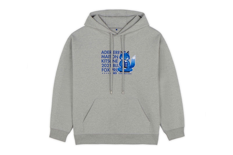 ADERERROR Maison Kitsune The Bluest Fox Collaboration Gray hoodie