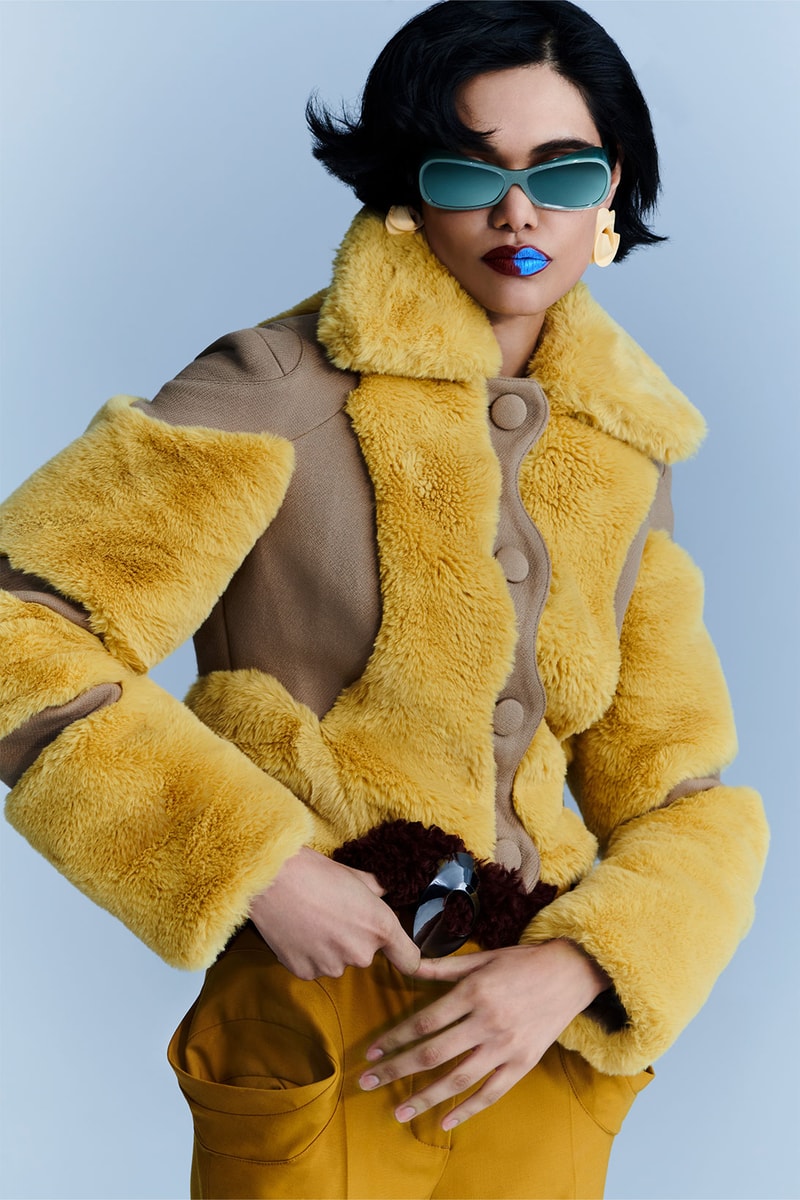 Kiko Kostadinov FW21 Campaign Faux Fur Jacket SUnglasses