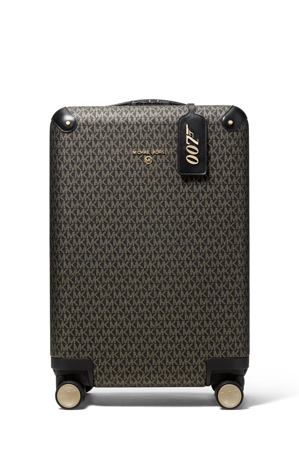 michael michael kors 007 bond exclusive limited edition capsule collection cindy bruna bella hadid luggage handbags swimwear footwear ready-to-wear pieces bond signature print suitcase beck weekender bag