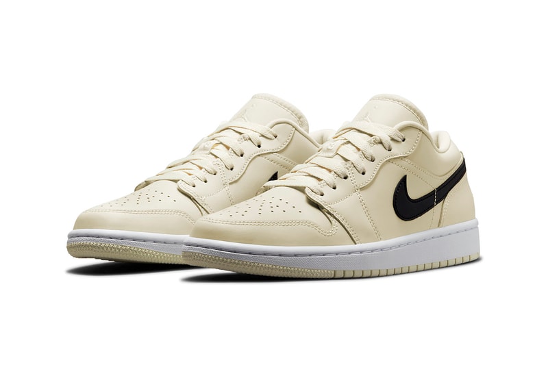 Nike Air Jordan 1 AJ1 Low Coconut Milk Cream White Black Footwear Shoes Kicks Lateral